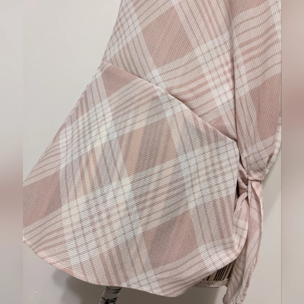 Laundry pink plaid crossover bodice with knot top nwt - Picture 8 of 15